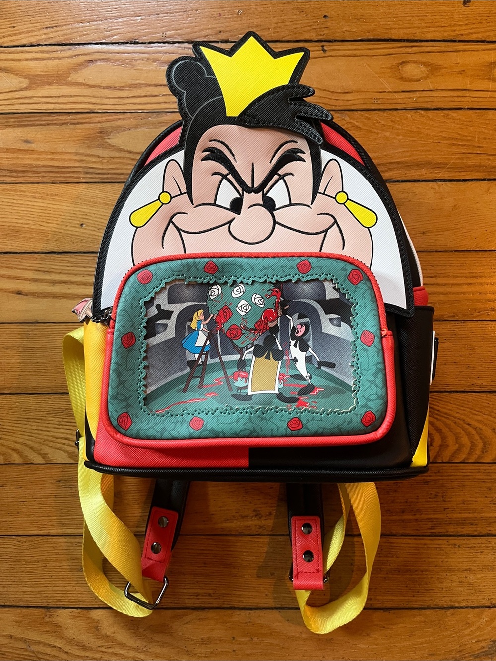 Loungefly Queen of Hearts Villain Mini Backpack in Black, Red, Yellow